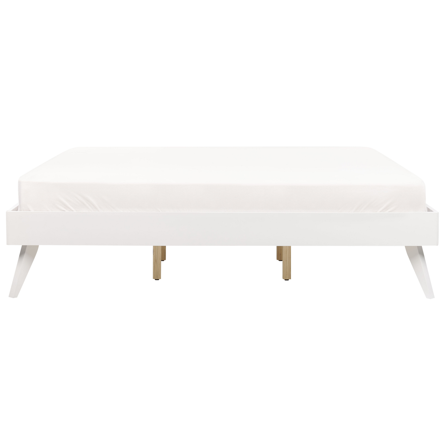 EU Super King White MDF Bed Frame Slatted Minimalist Scandinavian