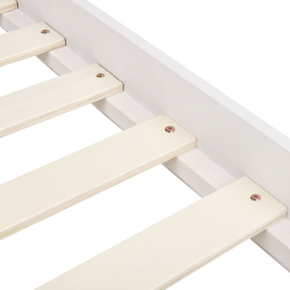 EU Super King White MDF Bed Frame Slatted Minimalist Scandinavian