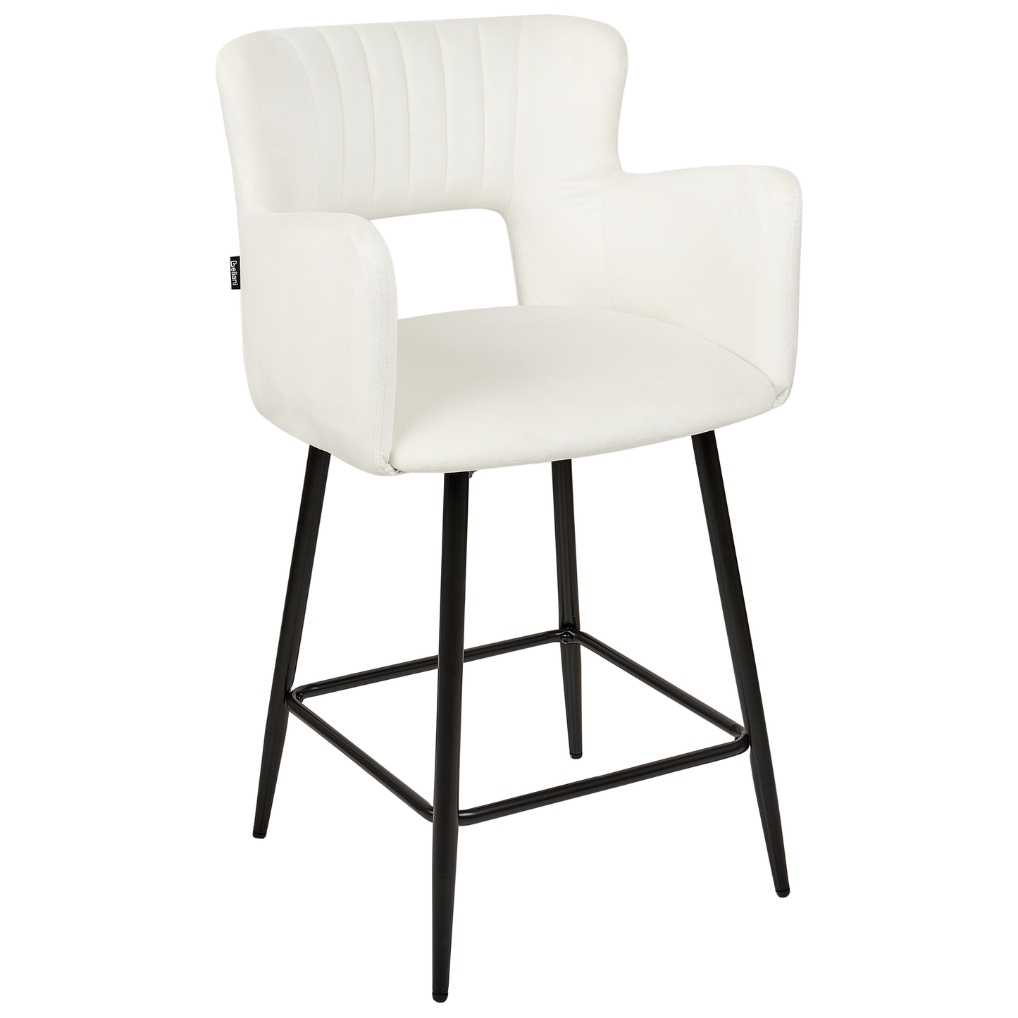 Velvet Bar Chairs Set Of 2 White Armrests Metal Legs
