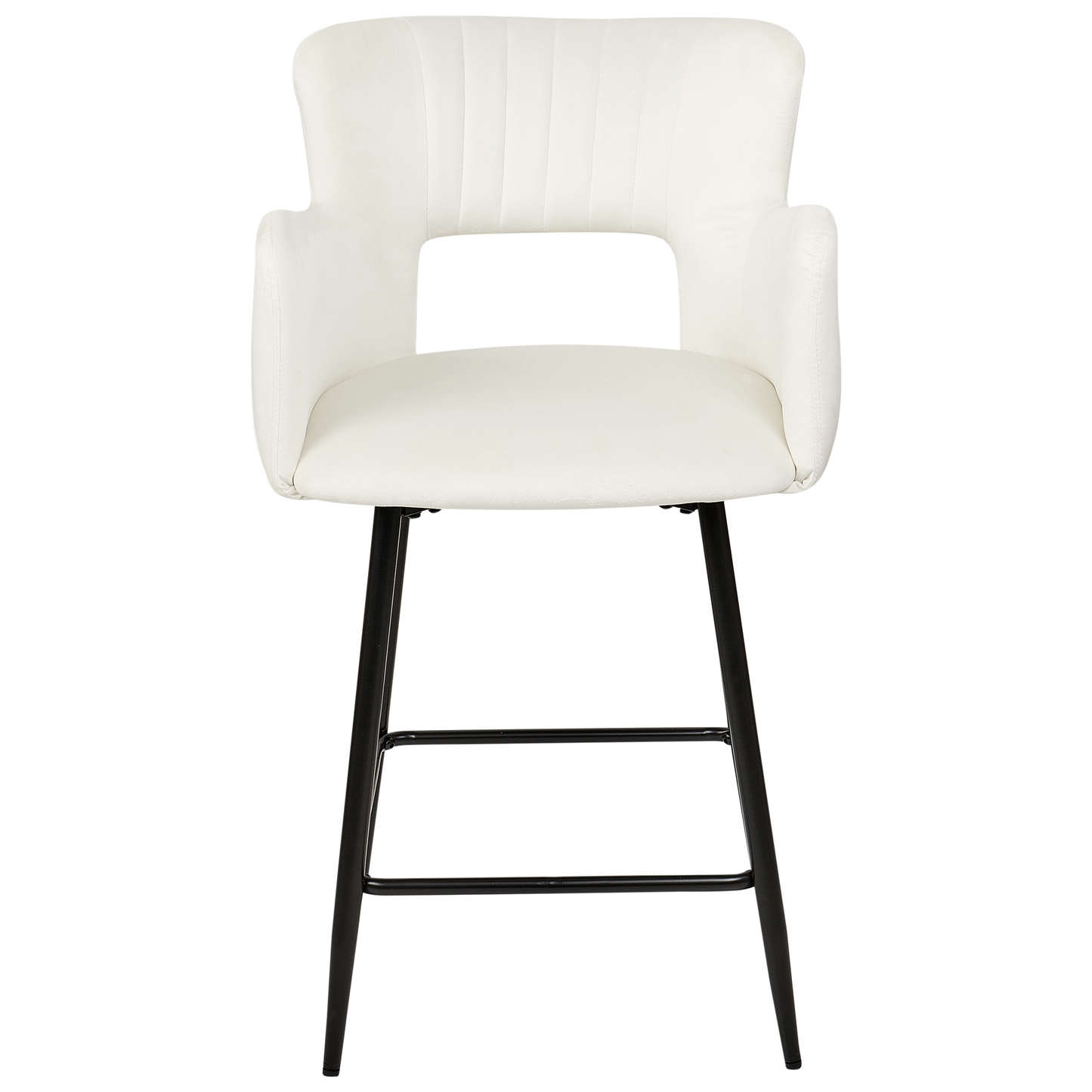 Velvet Bar Chairs Set Of 2 White Armrests Metal Legs
