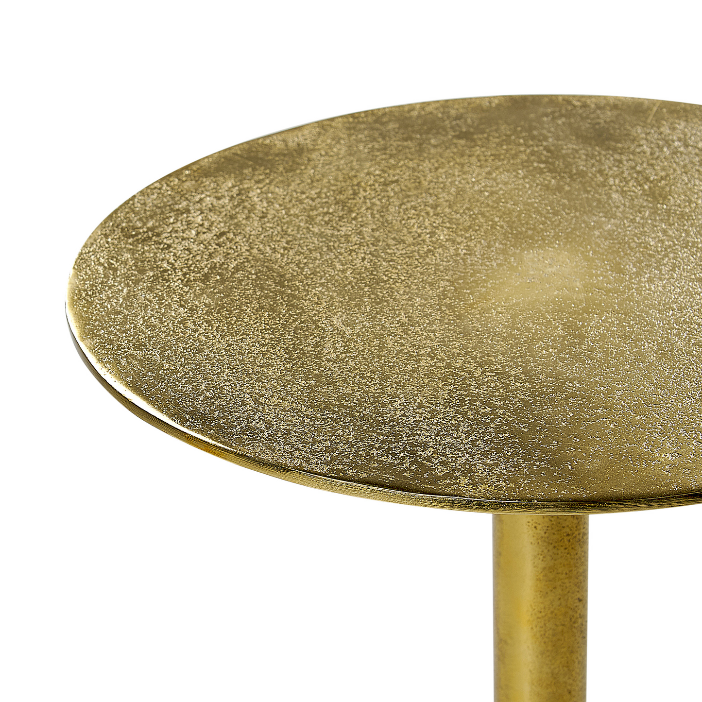 Gold Round Metal Side Table With Black Marble Base 30cm