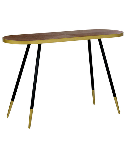 NovaLine Console Table Dark Ash Wood With Gold Base 120 x 41 cm For Living Room Hallway