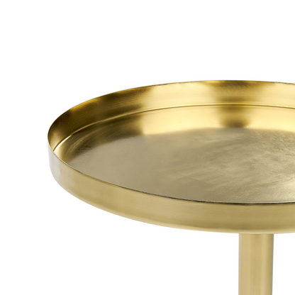 Round Side Table White Marble Base Gold Metal Top 36cm