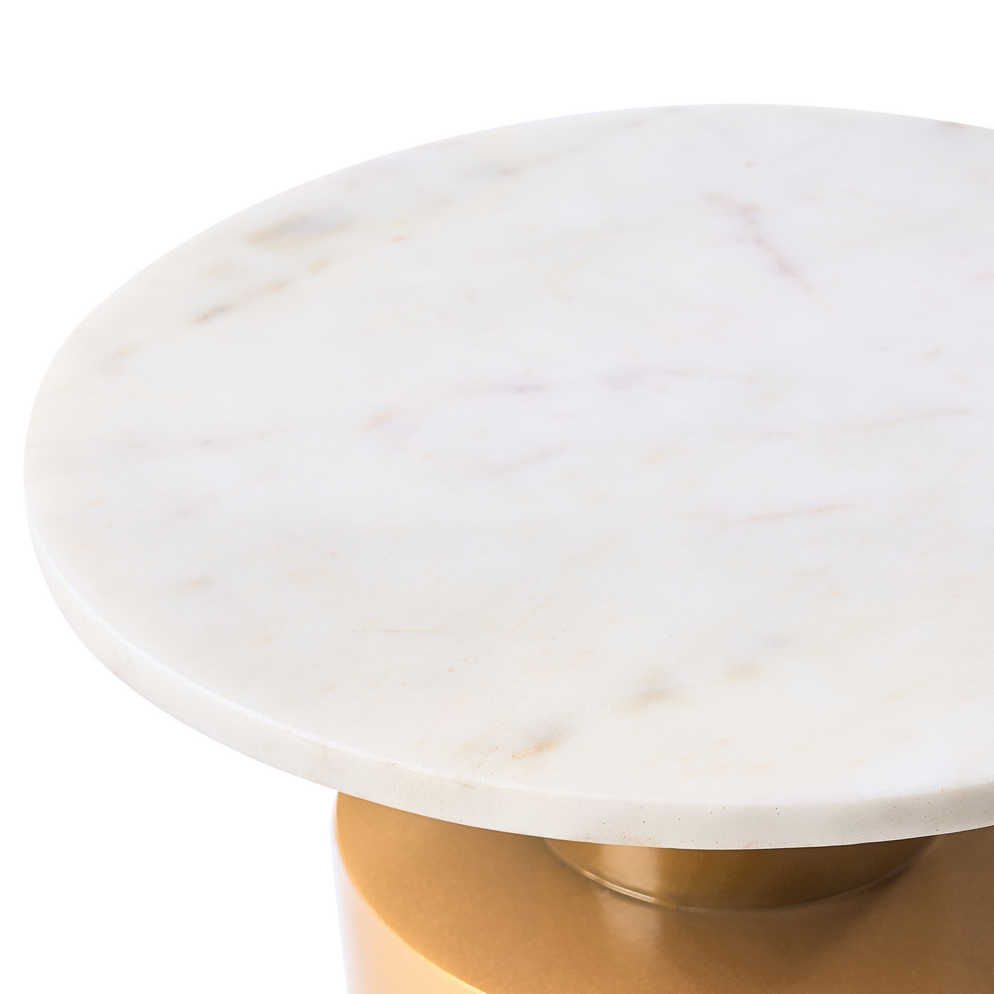 Home White Marble Round Side Table with Gold Metal Base, 40cm