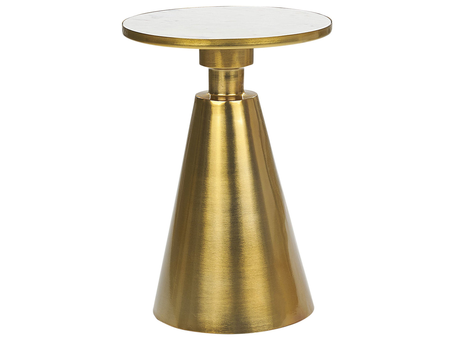 Side Table White Marble Top Gold Metal Base 35cm Round
