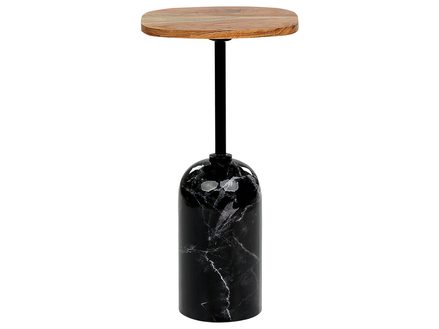 Conte Living Round Side Table Acacia Wood Top Black Metal Base 30cm
