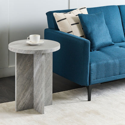StoneLuxe Side Table Grey Effect MDF 44cm Modern Classic Design