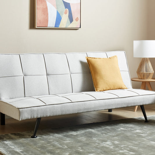 Home Fabric Sofa Bed 3-Seater Light Grey Click-Clack