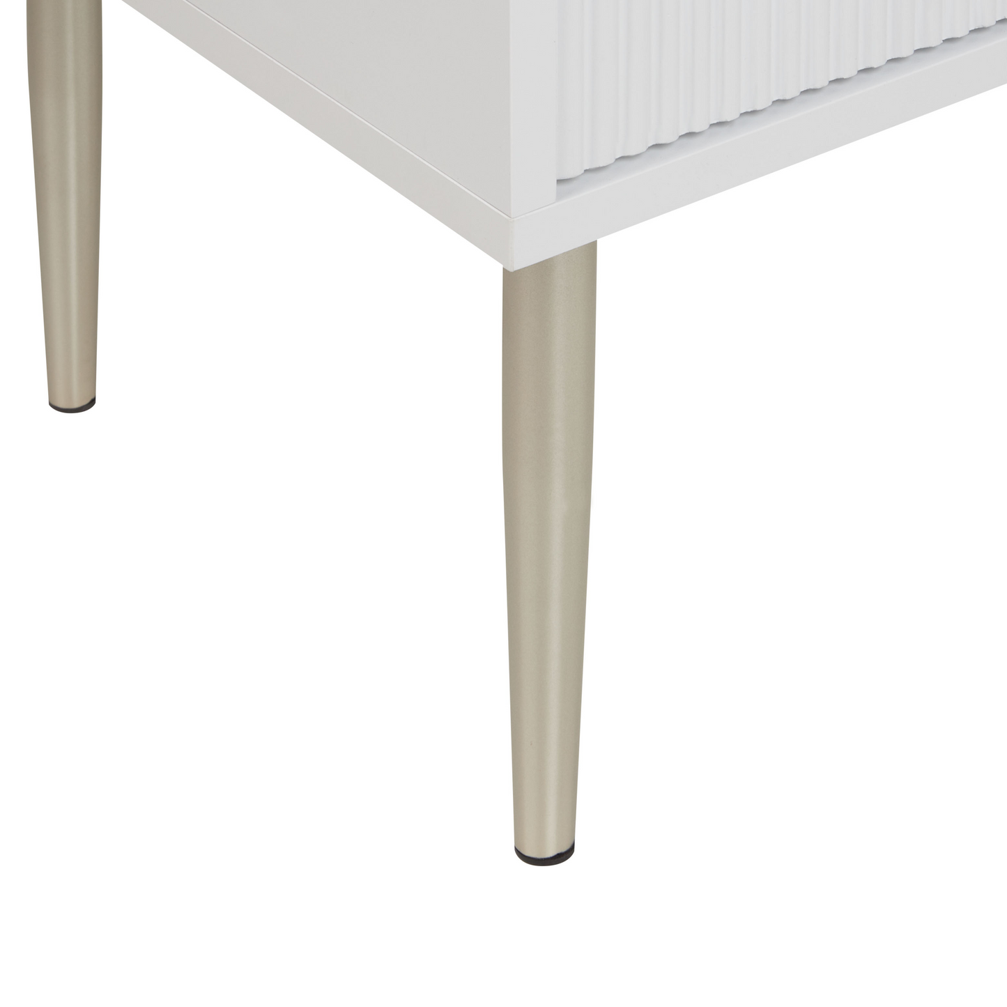 NordicNest Bedside Table White MDF Two Drawer Metal Legs