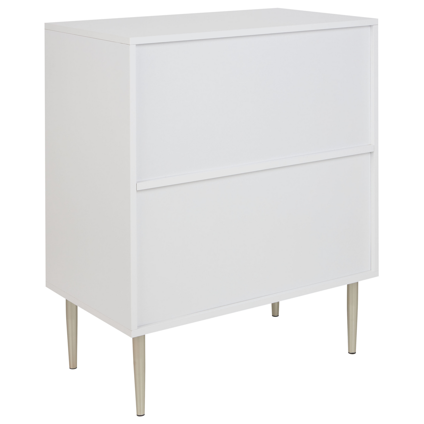 NordicNest White MDF Sideboard With 2 Doors And 2 Storage Shelves Metal Legs Fluted Doors Modern Bedroom