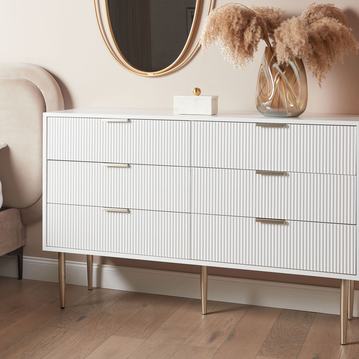 Brand Nordic White Chest Of Drawers With 6 Drawers Metal Legs Handles Scandinavian Modern Bedroom