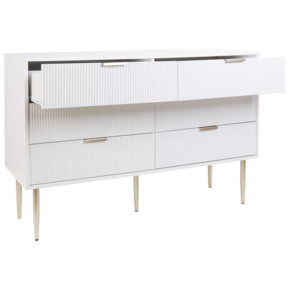 Brand Nordic White Chest Of Drawers With 6 Drawers Metal Legs Handles Scandinavian Modern Bedroom