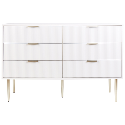 Brand Nordic White Chest Of Drawers With 6 Drawers Metal Legs Handles Scandinavian Modern Bedroom