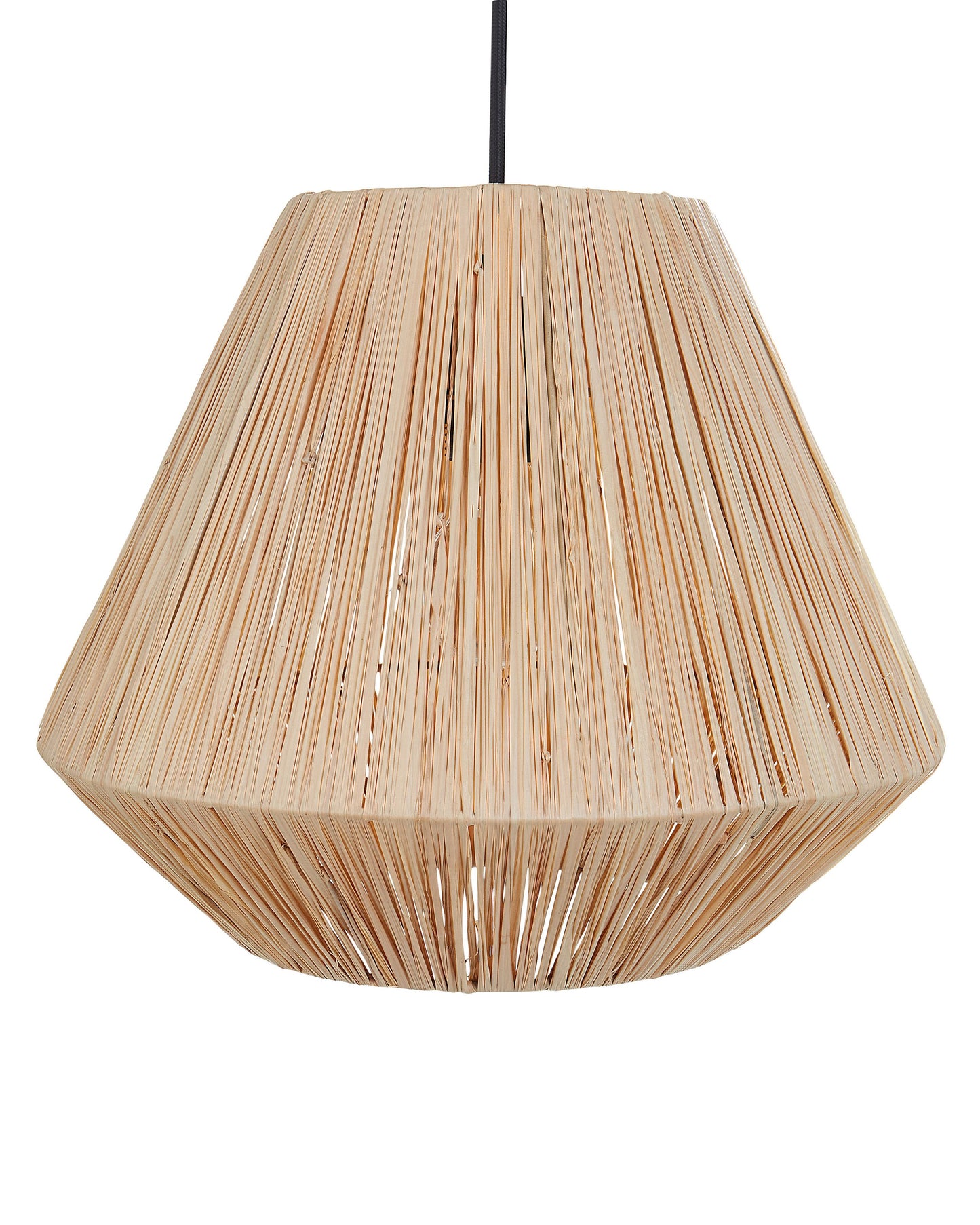 Pendant Lamp Natural Straw Shade Black Iron Base