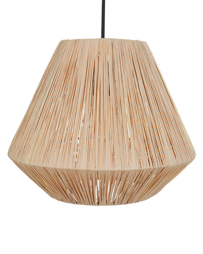 Pendant Lamp Natural Straw Shade Black Iron Base