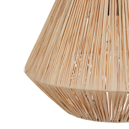 Pendant Lamp Natural Straw Shade Black Iron Base