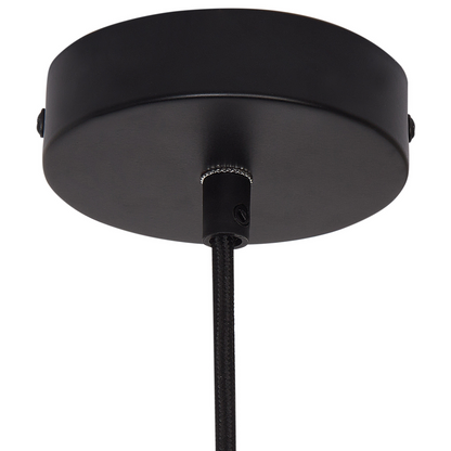 Pendant Lamp Natural Straw Shade Black Iron Base
