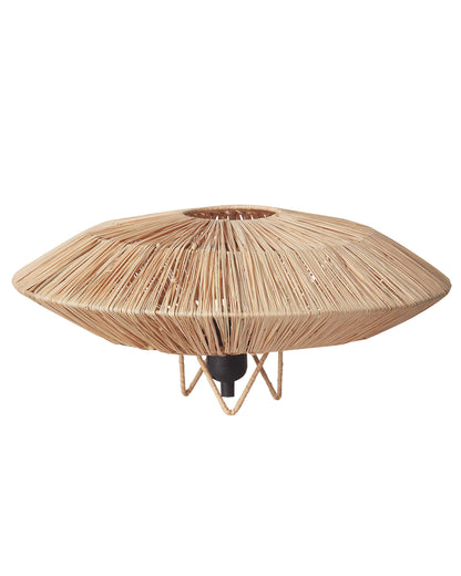 Table Lamp Natural Straw Shade Black Iron Base Bedside Light