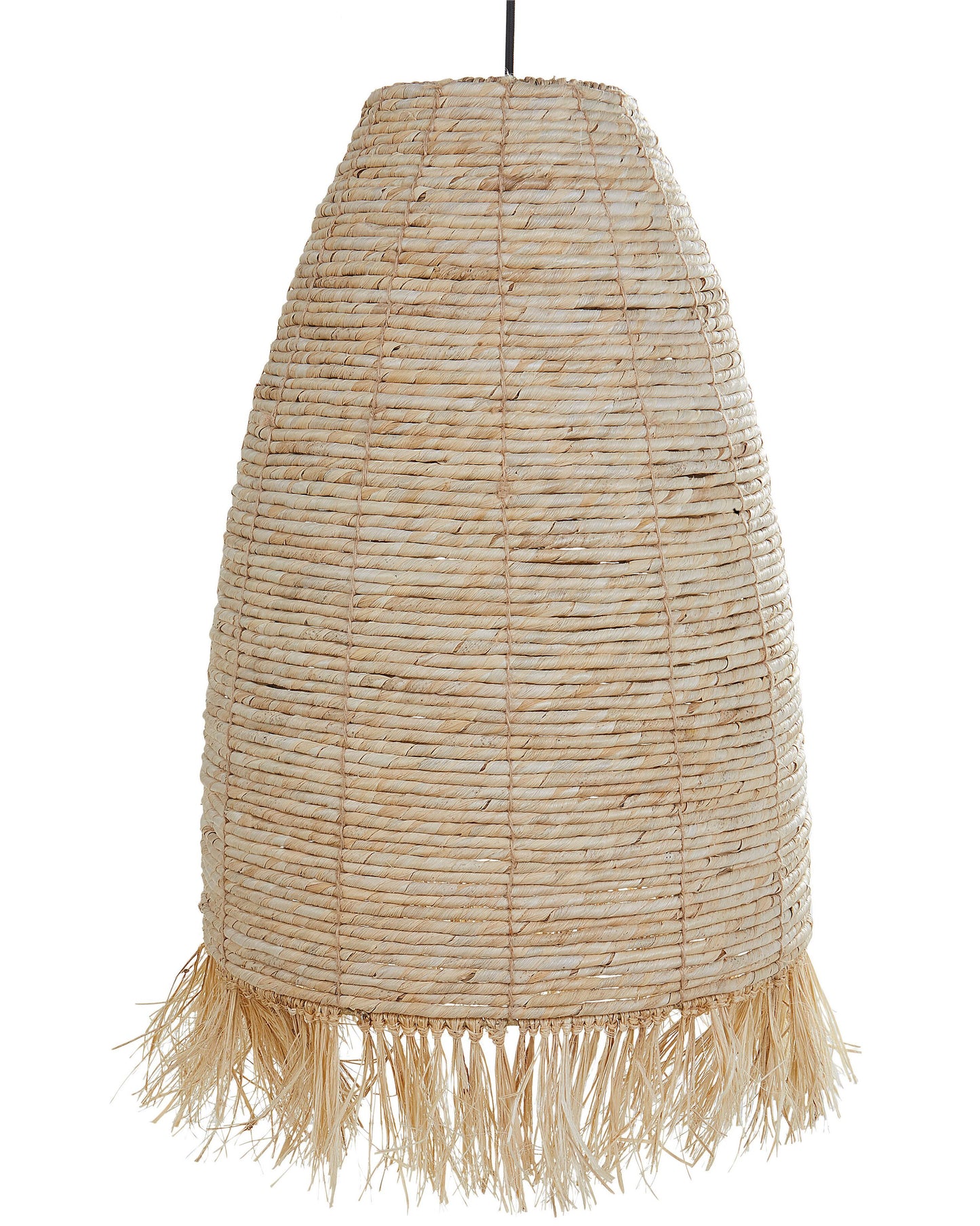 Pendant Lamp Natural Corn Husk Shade Black Iron Base