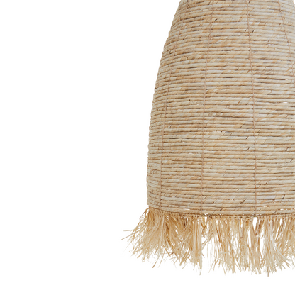 Pendant Lamp Natural Corn Husk Shade Black Iron Base