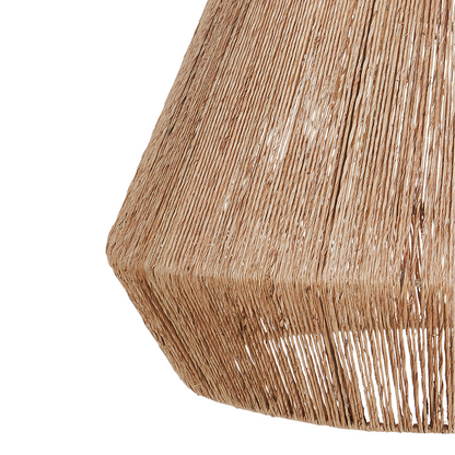 Pendant Lamp Natural Jute Shade Black Iron Base Hanging Light Living Room