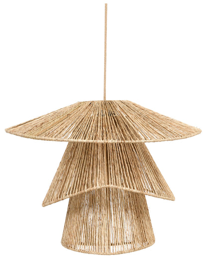 Pendant Lamp Natural Jute Shade Black Iron Base Hanging Light For Living Room