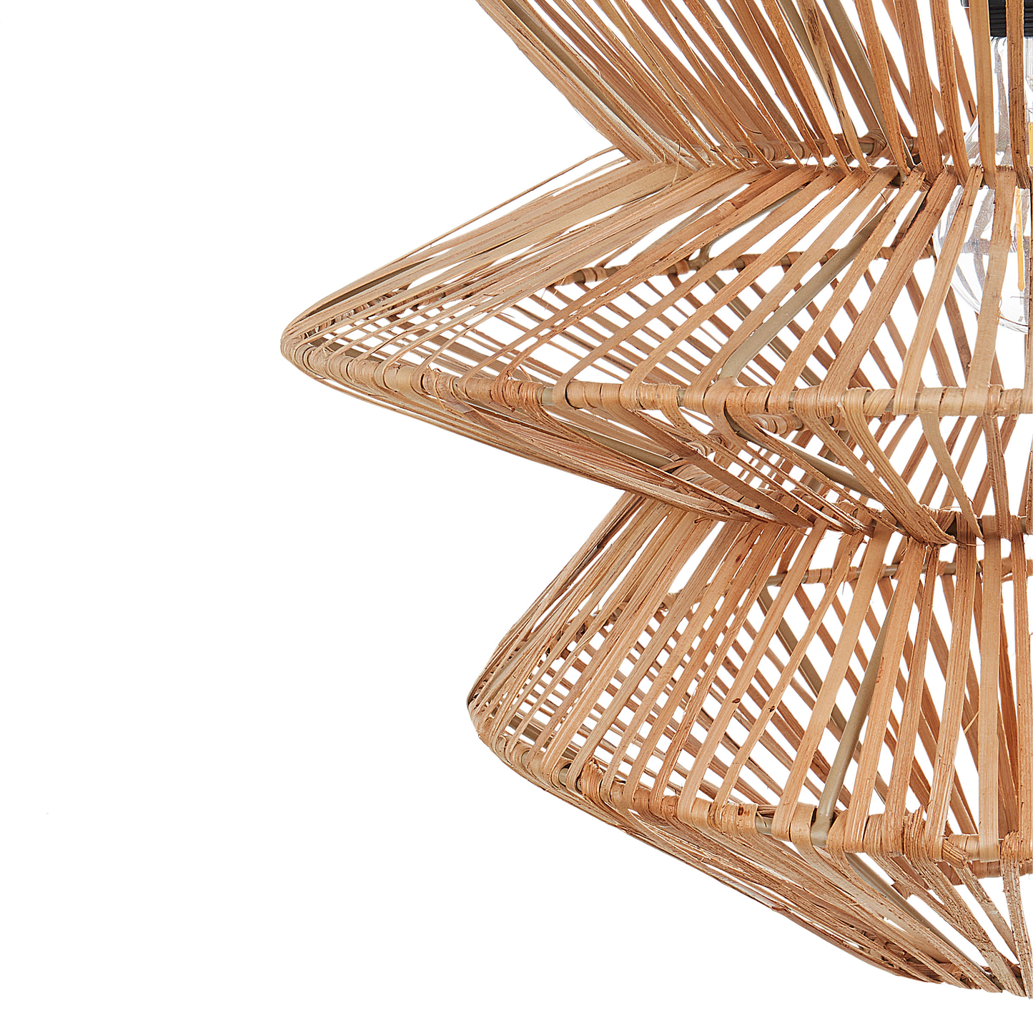 Handmade Pendant Lamp Natural Rattan Shade Black Iron Base Boho Rustic Hanging Light