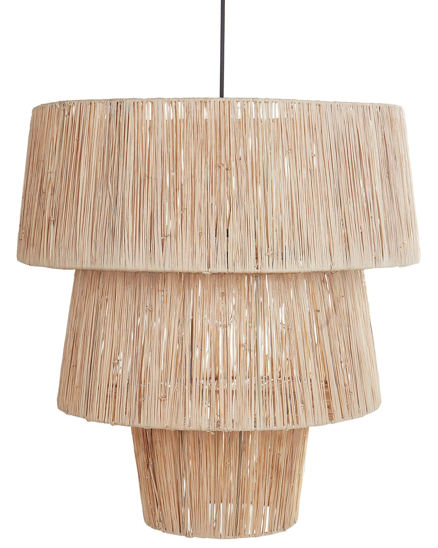 Natural Straw Pendant Lamp With Black Iron Base Rustic Boho Hanging Light