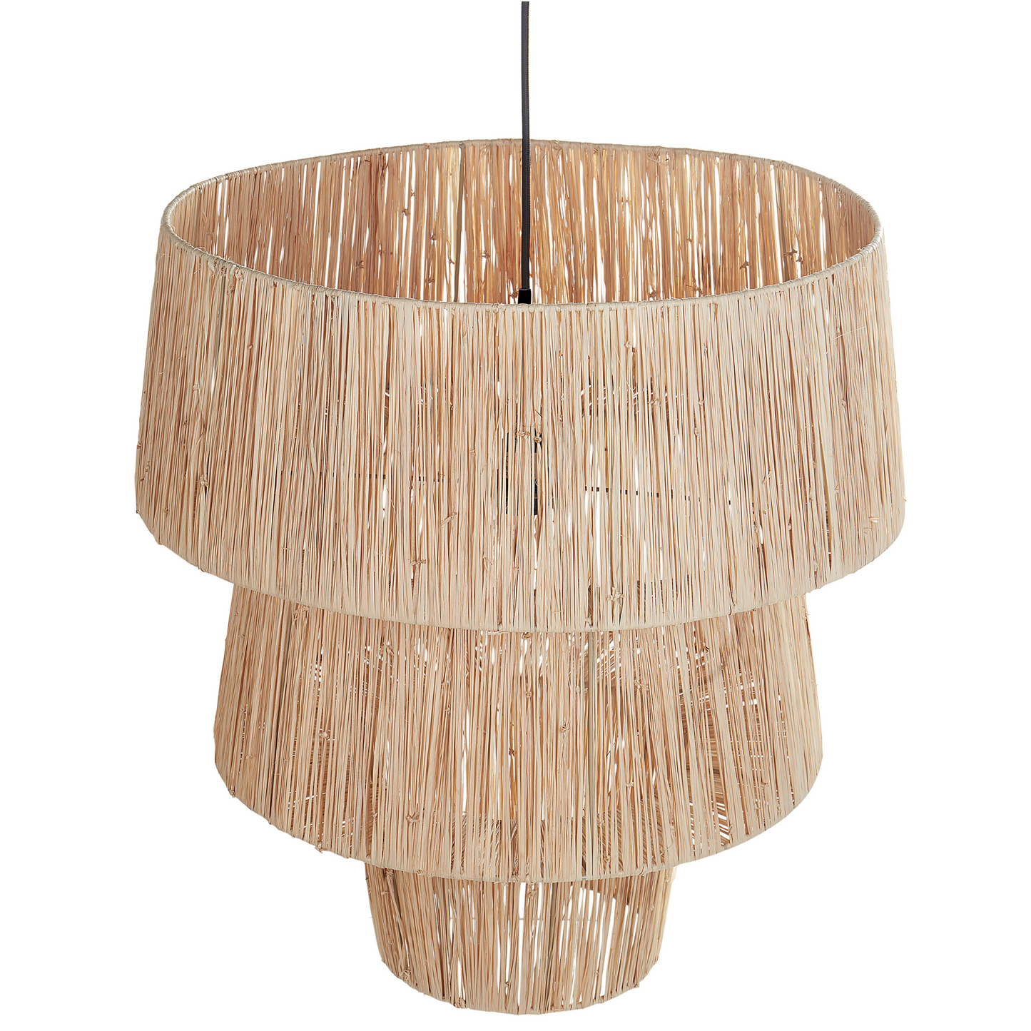 Natural Straw Pendant Lamp With Black Iron Base Rustic Boho Hanging Light
