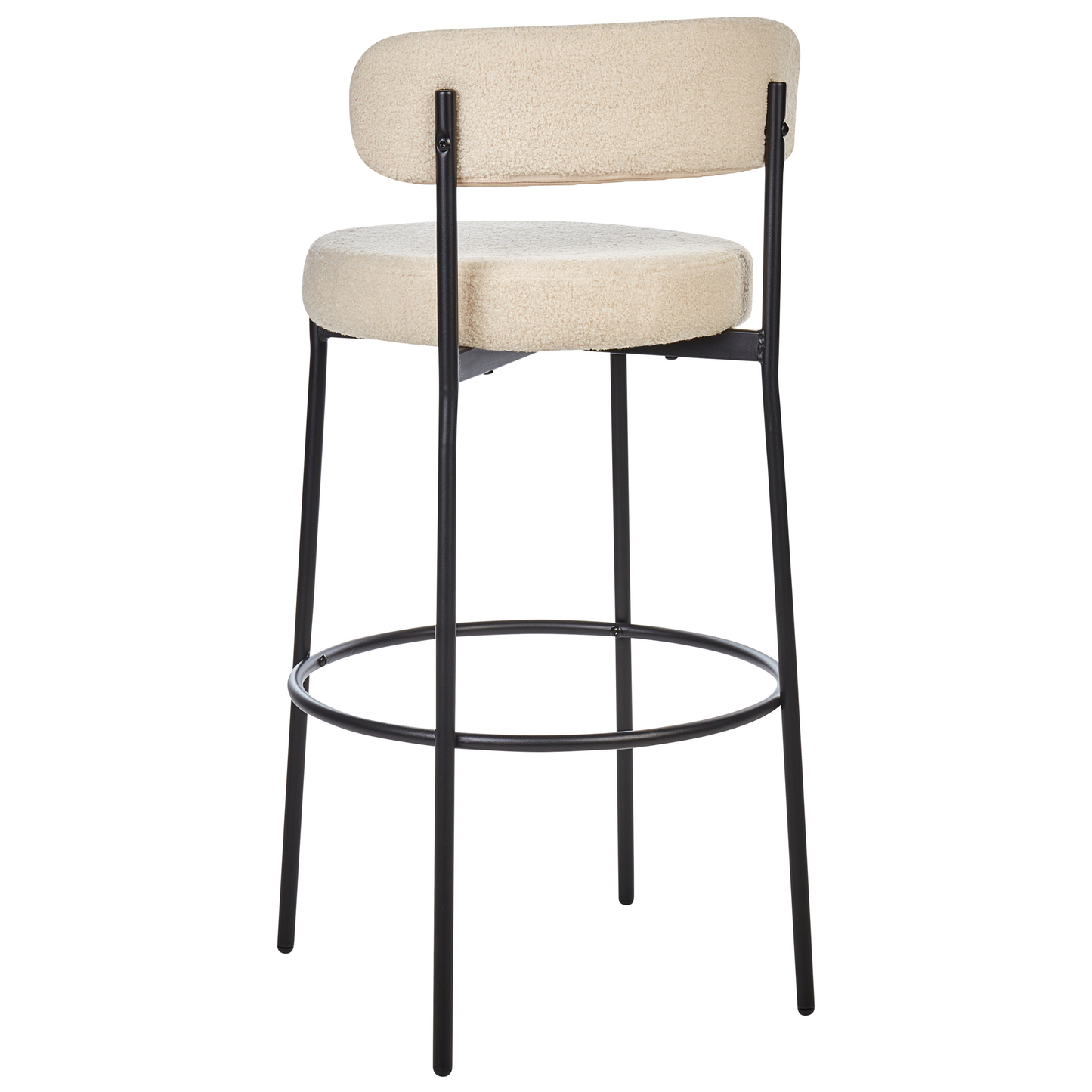 Boucle Bar Stool Set of 2 Beige with Black Steel Legs