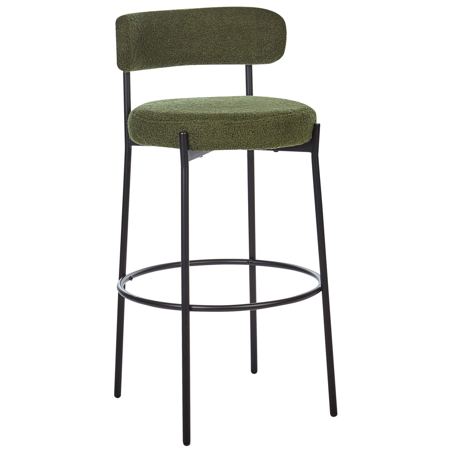 Dark Green Boucle Armless Bar Stools Set Of 2 Steel Legs