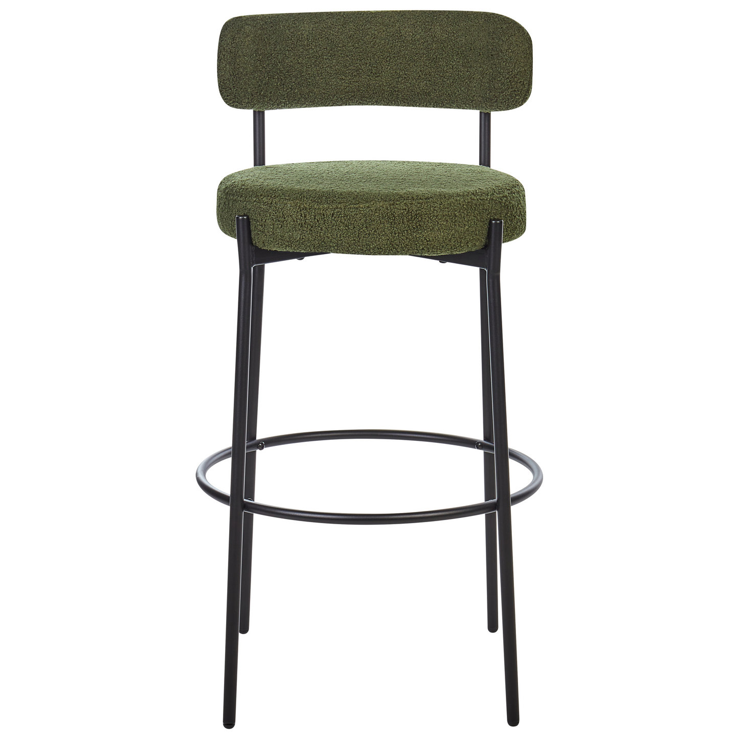 Dark Green Boucle Armless Bar Stools Set Of 2 Steel Legs
