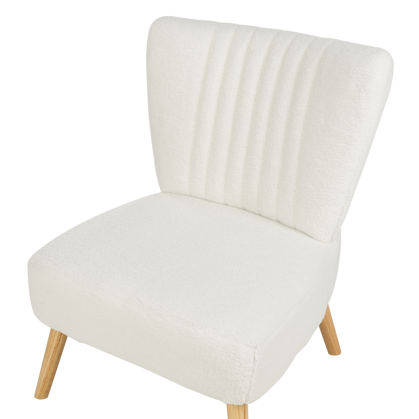 Armchair White Boucle Armless Chair Vertical Tufting