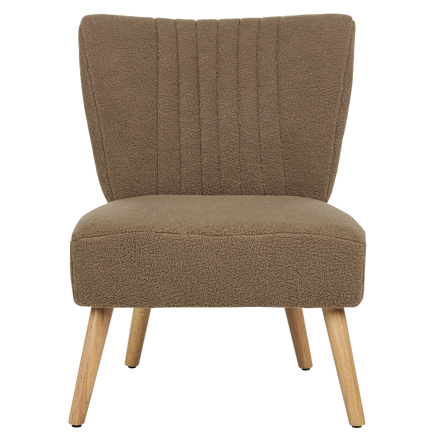 Brown Boucle Armless Armchair With Vertical Tufting Legs