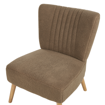 Brown Boucle Armless Armchair With Vertical Tufting Legs