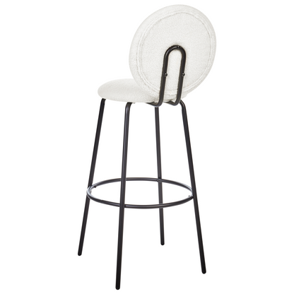 Boucle Bar Stools White Armless Set Of 2 Black Steel Legs