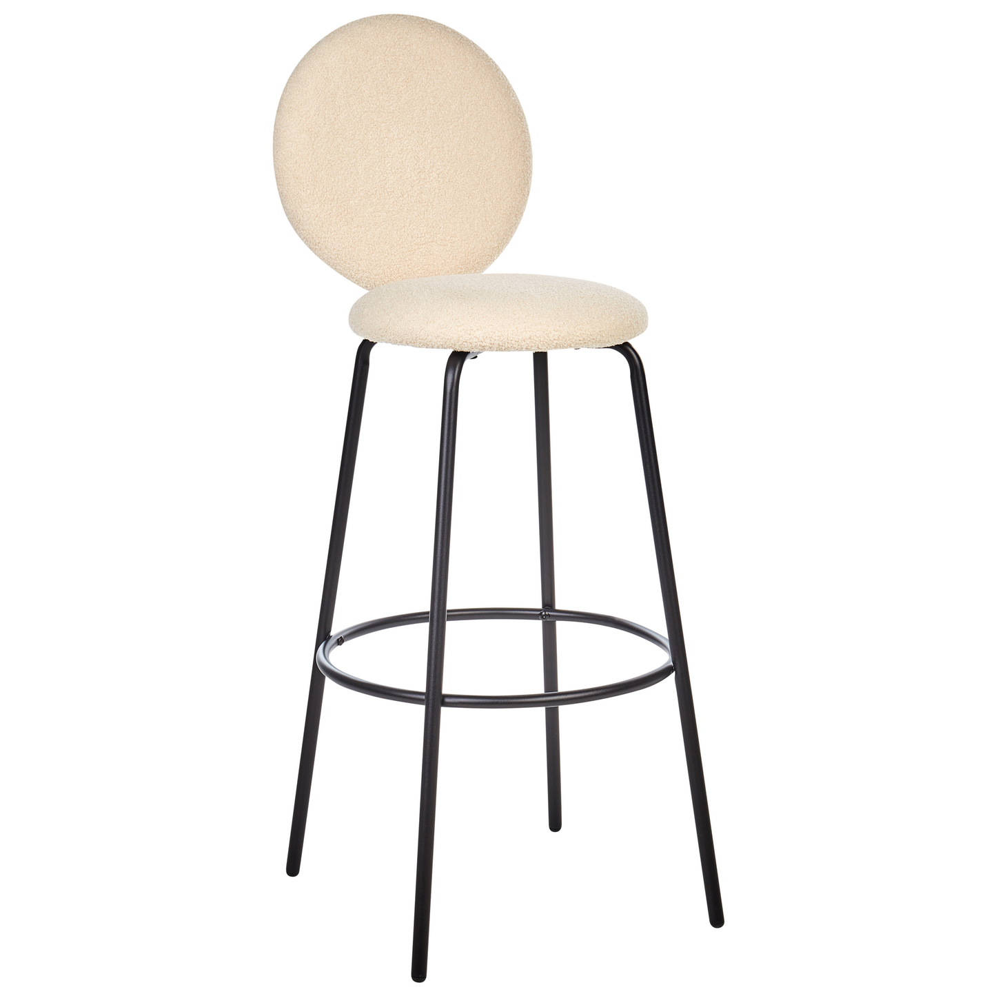Boucle Bar Stools Pair Light Beige Armless Black Legs