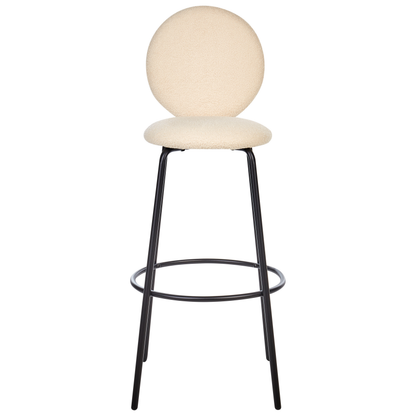 Boucle Bar Stools Pair Light Beige Armless Black Legs