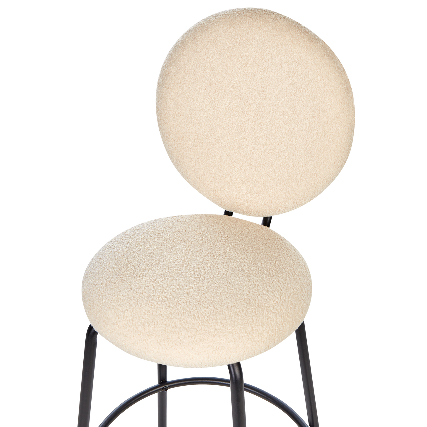 Boucle Bar Stools Pair Light Beige Armless Black Legs
