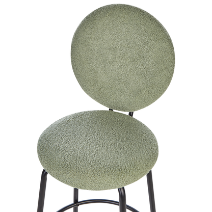 Light Green Boucle Bar Stools Set Of 2 Armless With Black Steel Legs Modern Dining