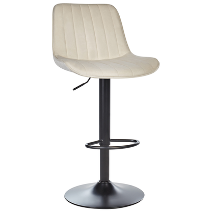 Velvet Bar Stools Set of 2 Light Beige Swivel Black Steel