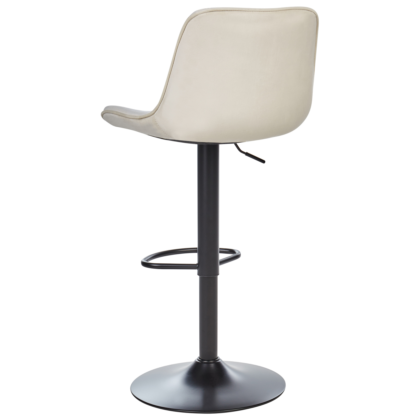 Velvet Bar Stools Set of 2 Light Beige Swivel Black Steel