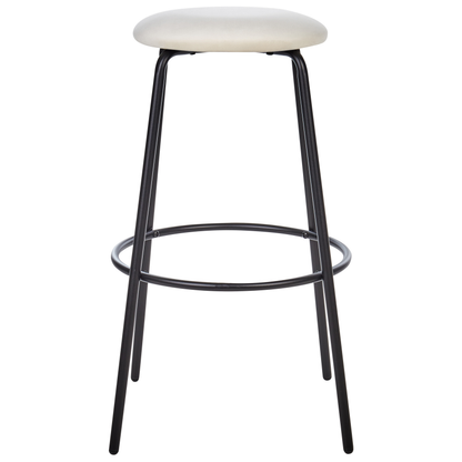 Velvet Armless Bar Stools 2 Off White Black Steel Legs