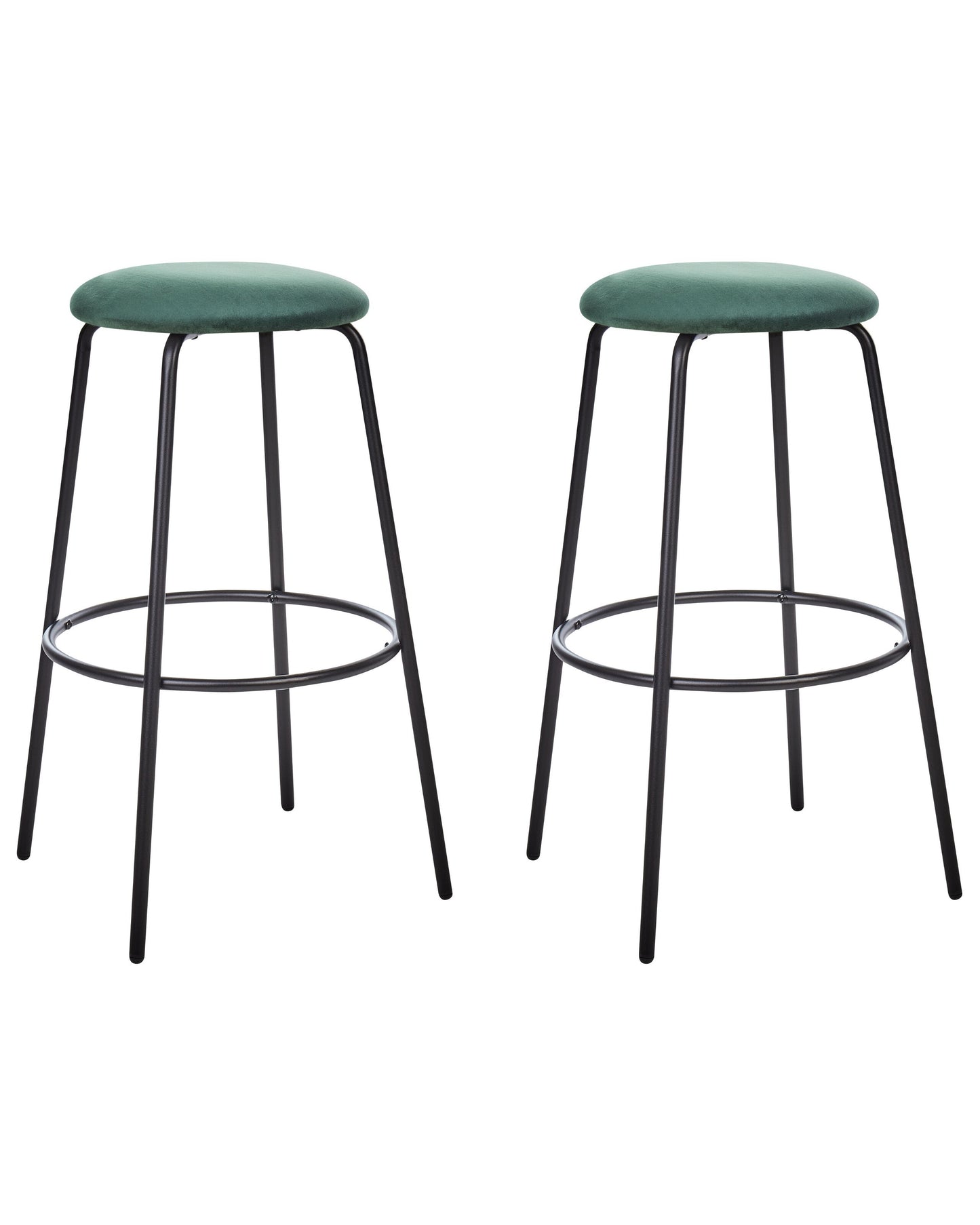 Emerald Velvet Bar Stools Set Of 2 Armless Black Steel Legs