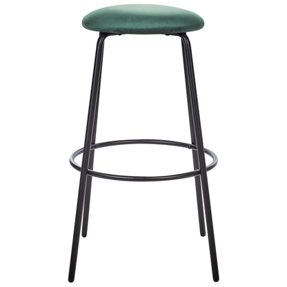 Emerald Velvet Bar Stools Set Of 2 Armless Black Steel Legs