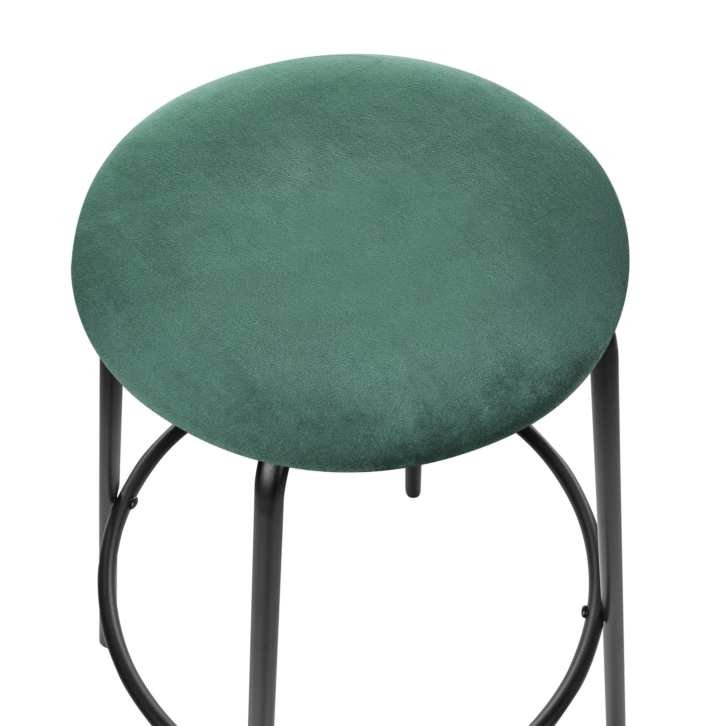 Emerald Velvet Bar Stools Set Of 2 Armless Black Steel Legs