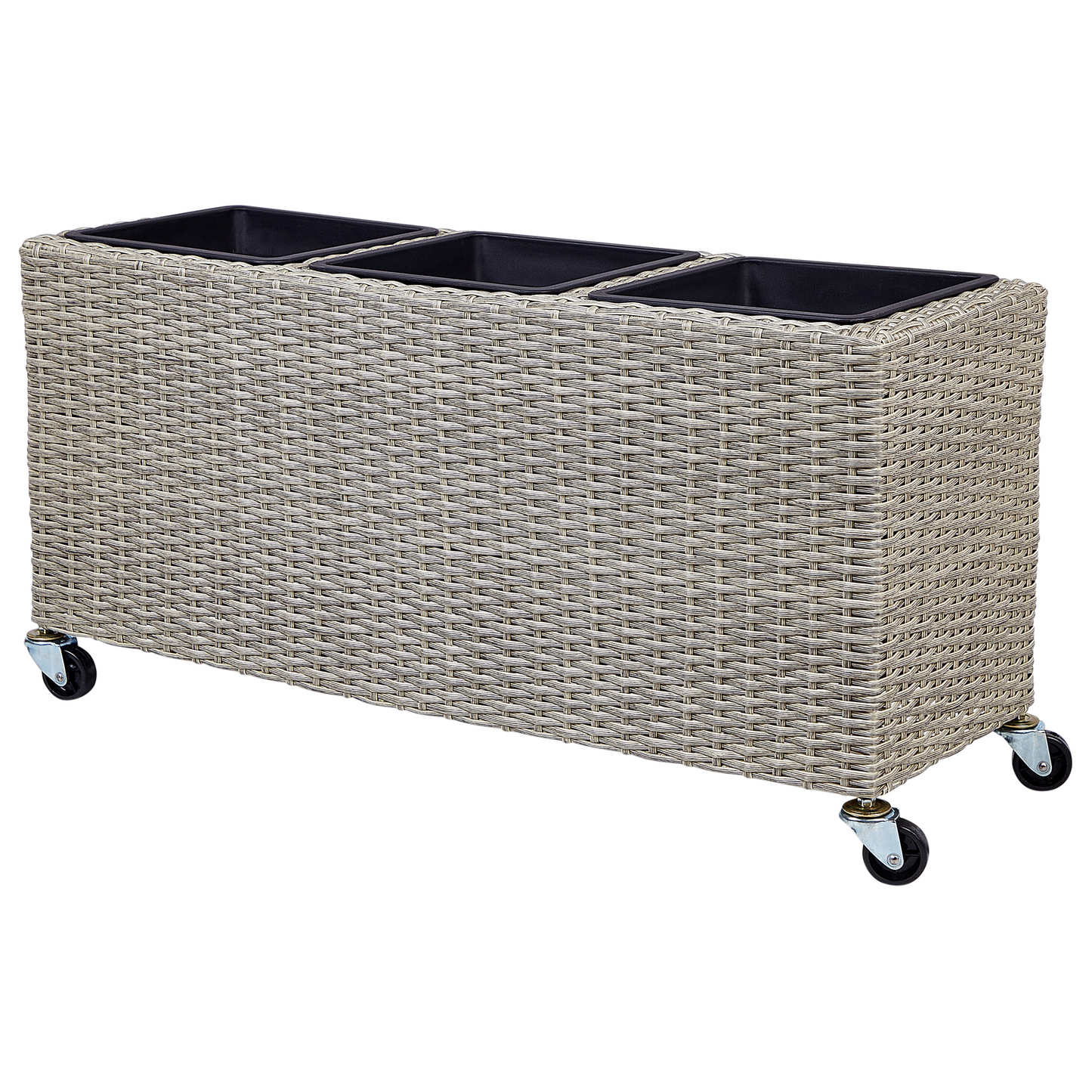 Wheeled Plant Pot Brown PE Rattan Indoor Outdoor Inserts