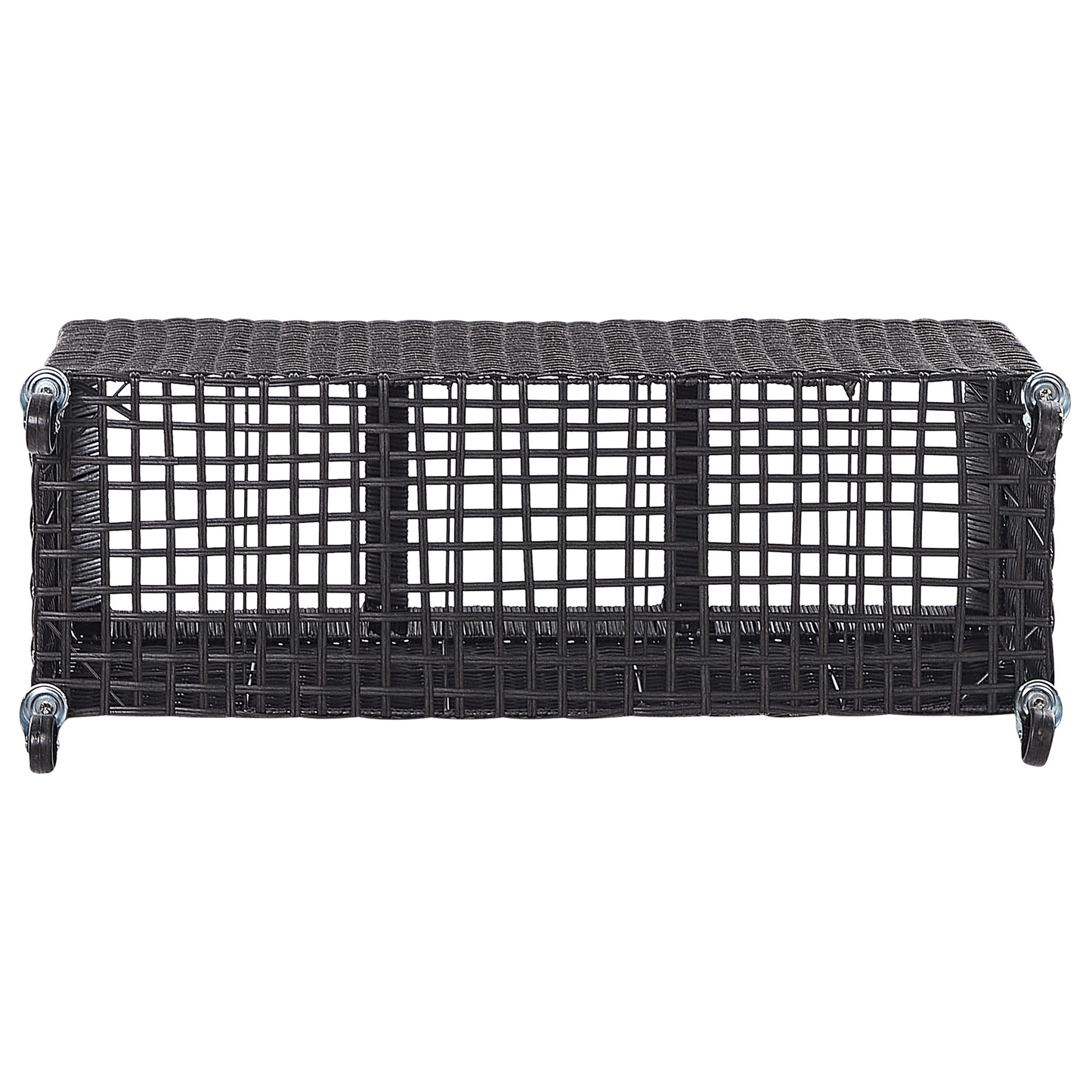 Wheeled Plant Pot Black PE Rattan Indoor Outdoor 3 Inserts