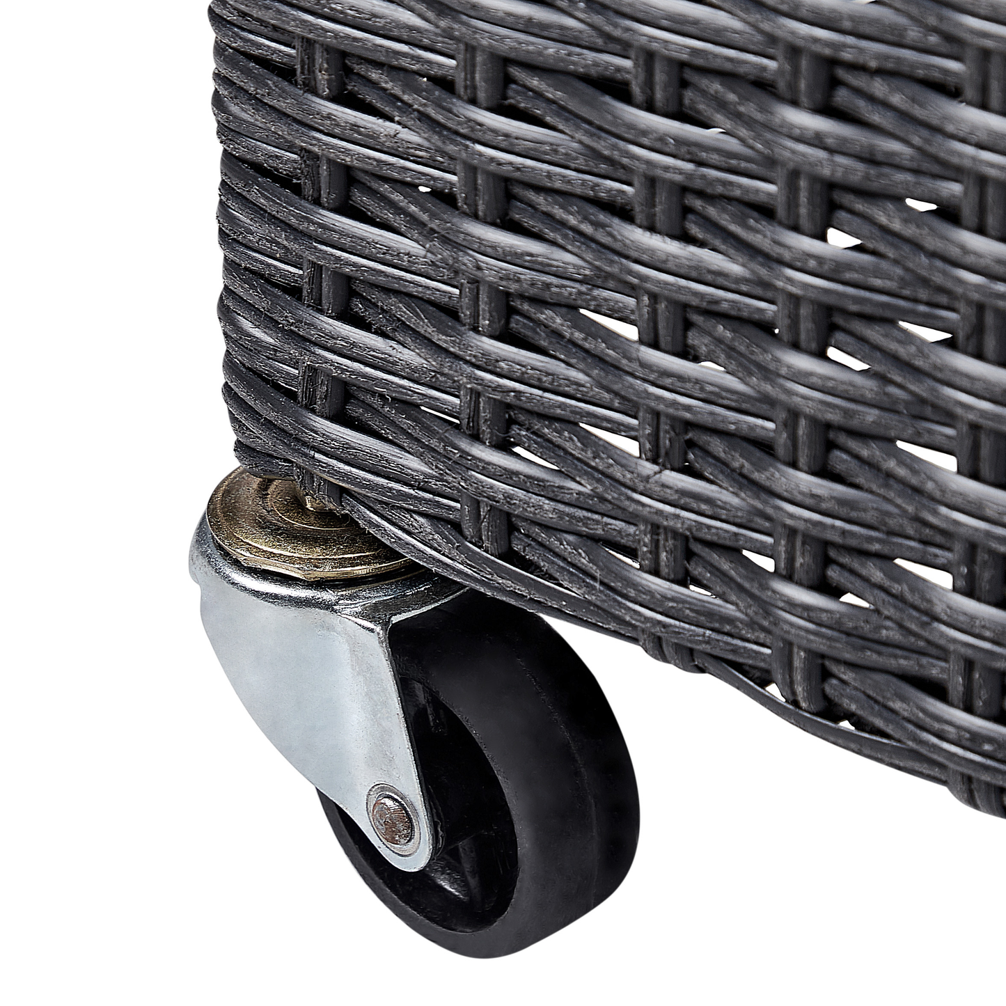 Wheeled Plant Pot Black PE Rattan Indoor Outdoor 3 Inserts