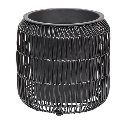 Black PE Rattan Plant Pots Set Of 2 With Plastic Inserts